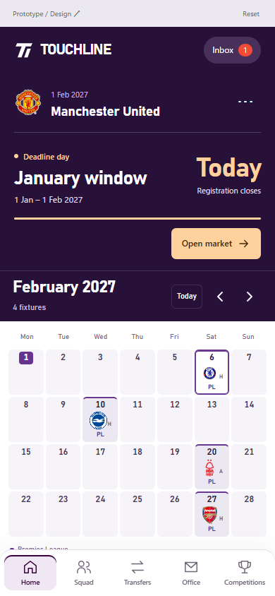 締切日のClub。アンバーのDeadline dayとTodayを表示。